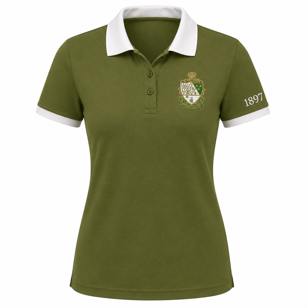 2 Tone Olive Green & Pearl White Kappa Delta Embroidered Polo Shirt – Personalized Sorority Polo - product image 2