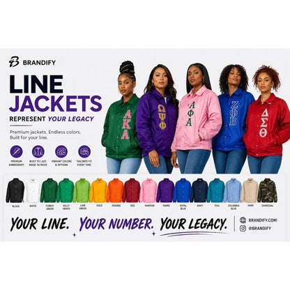 Red custom embroidered Cropped Line Jacket with personalized front, back, and sleeve embroidery
