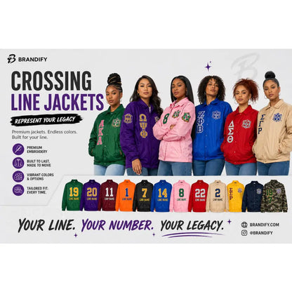 Red custom embroidered Cropped Line Jacket with personalized front, back, and sleeve embroidery
