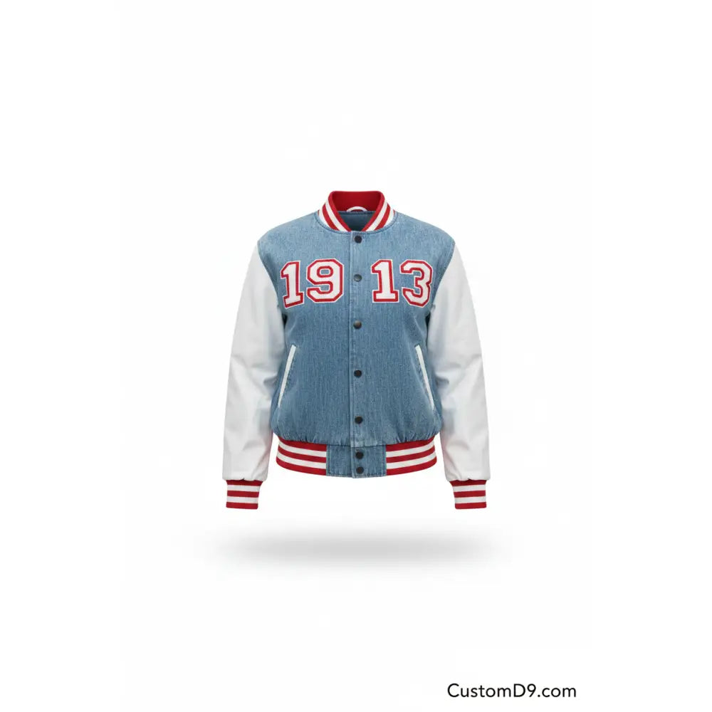 Custom 1913 Delta Sigma Theta Sorority Apparel front view with personalized crimson and cream design
