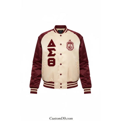 Custom Delta Sigma Theta Sorority Apparel Style 3 front view with personalized crimson and cream design