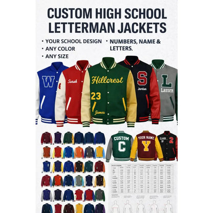 Custom Personalized Youth Letterman Jacket back view with custom name and number