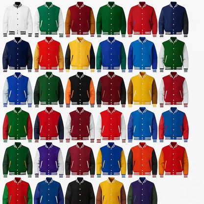 Custom Personalized Youth Letterman Jacket modeled view of personalized letterman jacket