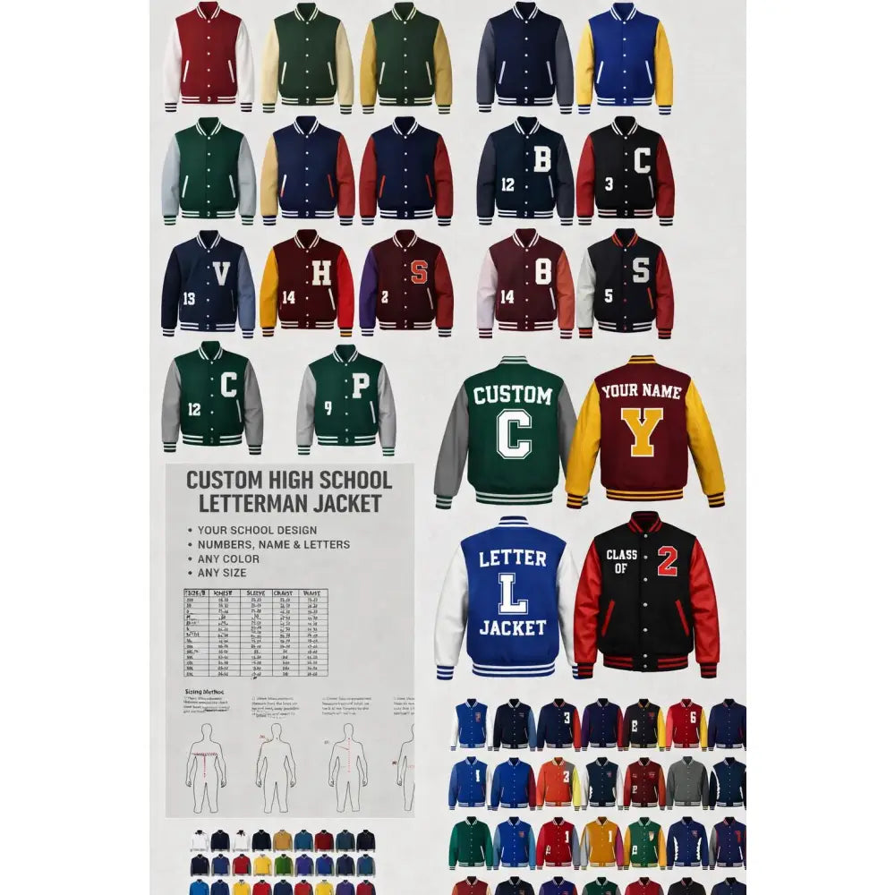 Custom Personalized Youth Letterman Jacket front and back wool leather jacket display