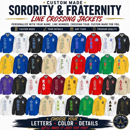Red custom embroidered Cropped Line Jacket with personalized front, back, and sleeve embroidery