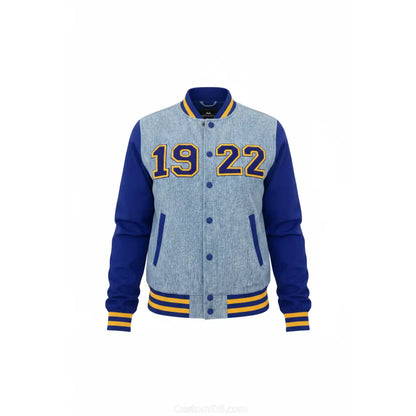 Custom 1922 Sigma Gamma Rho Sorority Apparel front view with personalized royal blue and gold design