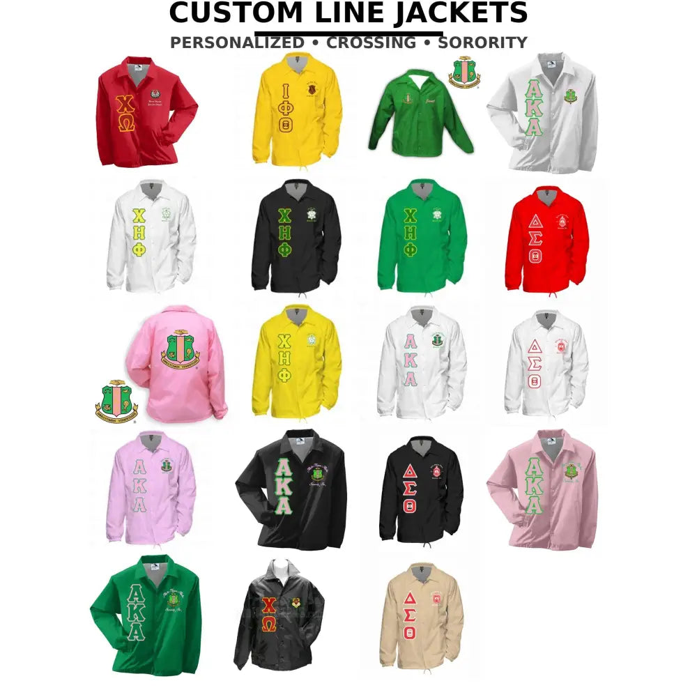 custom embroidered Custom Line Jacket with personalized front, back, and sleeve embroidery
