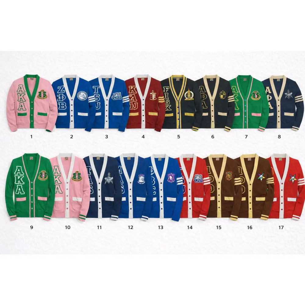 Custom Sorority Fraternity Cardigan sleeve view with chapter and crossing year details
