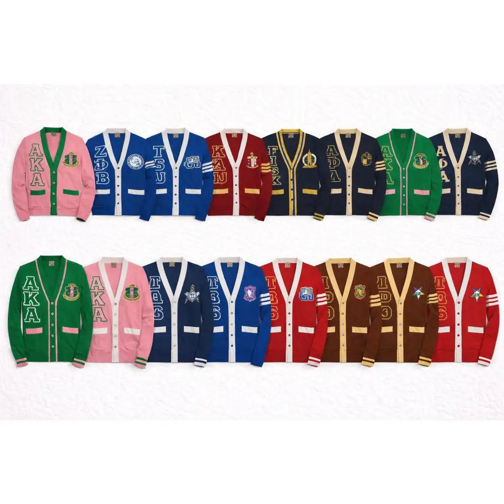 Custom Sorority Fraternity Cardigan front and back personalized product display