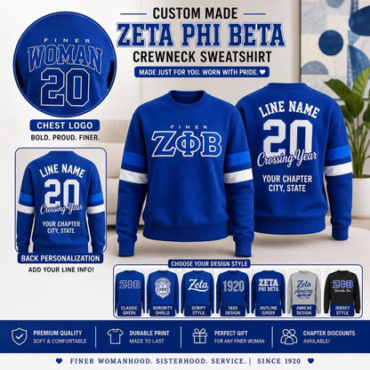 Royal Blue / Black Zeta Phi Beta Custom Line Jacket with personalized front, back, and sleeve embroidery
