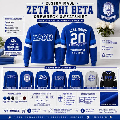 Royal Blue / Black Zeta Phi Beta Custom Line Jacket with personalized front, back, and sleeve embroidery