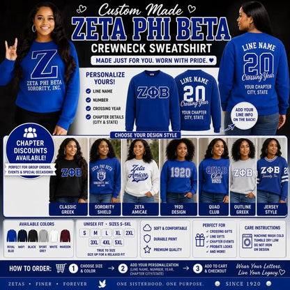 Royal Blue / Black Zeta Phi Beta Custom Line Jacket with personalized front, back, and sleeve embroidery