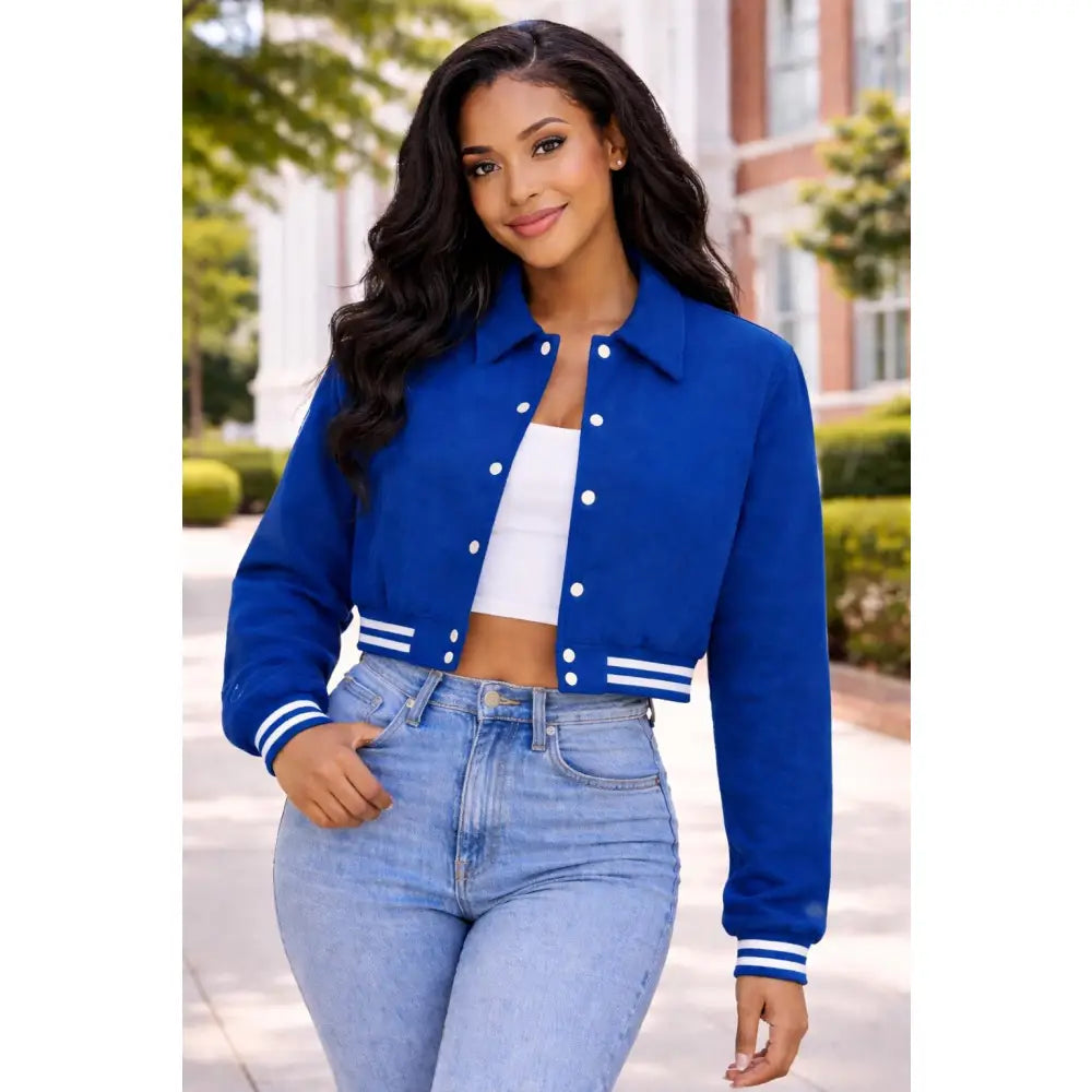 Black / Red Zeta Phi Beta Cropped Line Jacket with personalized front, back, and sleeve embroidery