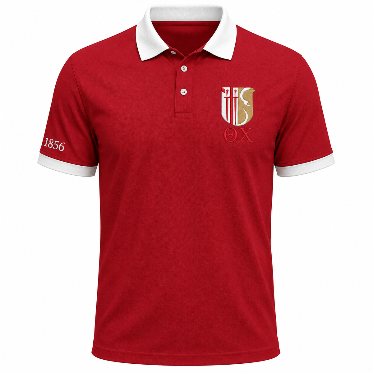 2 Tone Military Red & White Theta Chi Embroidered Polo Shirt – Personalized Fraternity Polo - product image 3