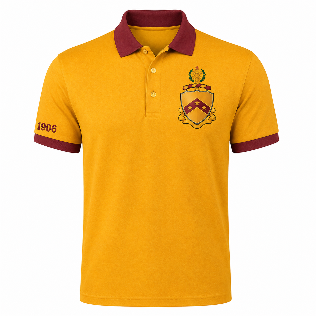 2 Tone Old Gold & Harvard Red Phi Kappa Tau Embroidered Polo Shirt – Personalized Fraternity Polo - product image 2