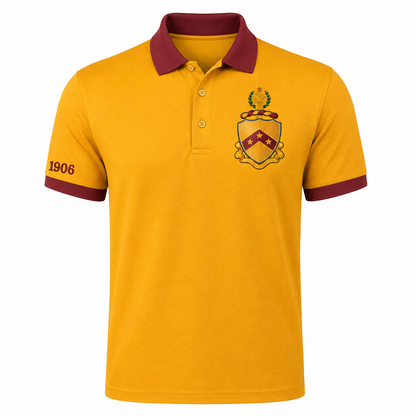 2 Tone Old Gold & Harvard Red Phi Kappa Tau Embroidered Polo Shirt – Personalized Fraternity Polo - product image 2