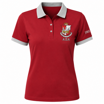 2 Tone Crimson & Silver Alpha Sigma Alpha Embroidered Polo Shirt – Personalized Sorority Polo - product image 3