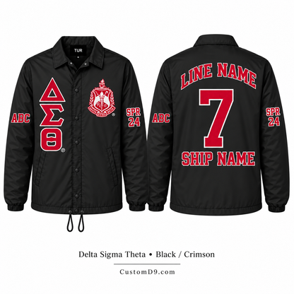 Delta Sigma Theta black and crimson custom line jacket sample