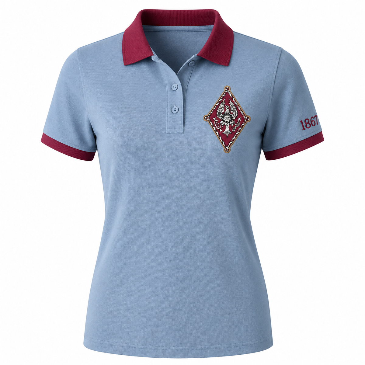 2 Tone Silver Blue & Wine Pi Beta Phi Embroidered Polo Shirt – Personalized Sorority Polo - product image 2