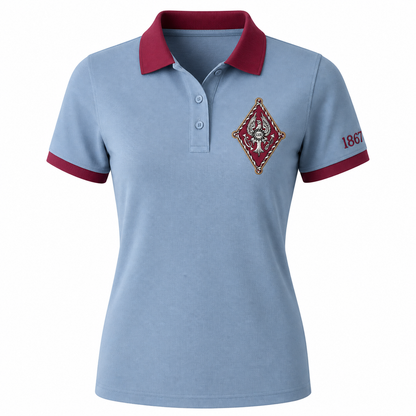 2 Tone Silver Blue & Wine Pi Beta Phi Embroidered Polo Shirt – Personalized Sorority Polo - product image 2