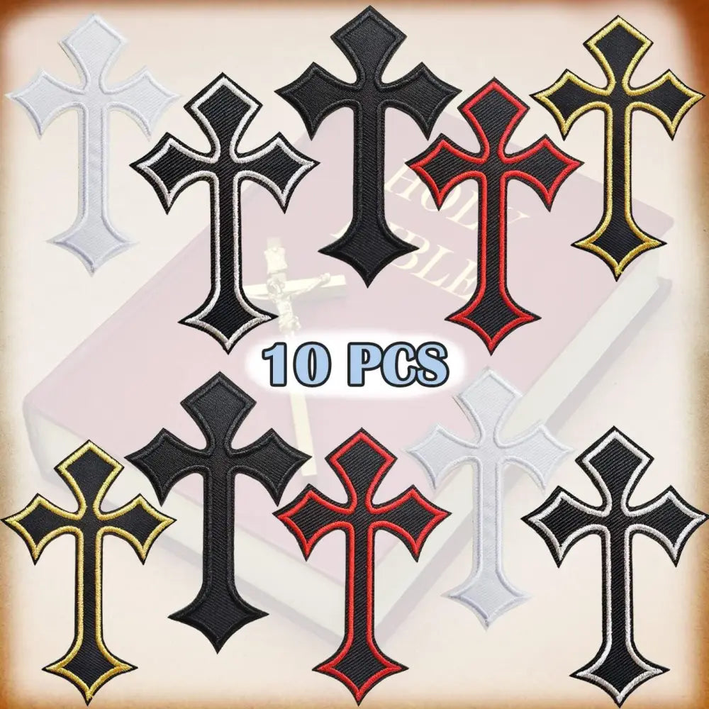 Embroidered Cross Patch Set patch arrangement for jackets and accessories