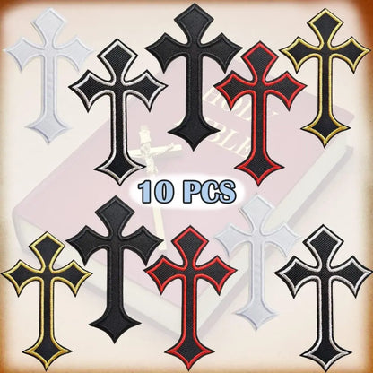 Embroidered Cross Patch Set patch arrangement for jackets and accessories