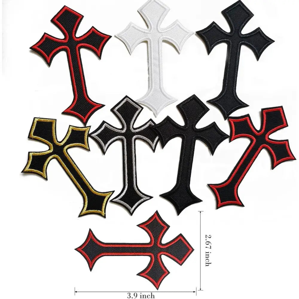 Embroidered Cross Patch Set close view showing woven or embroidered details