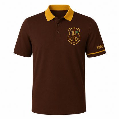 2 Tone Brown & Gold Iota Phi Theta Embroidered Polo Shirt – Personalized Fraternity Polo - product image 2