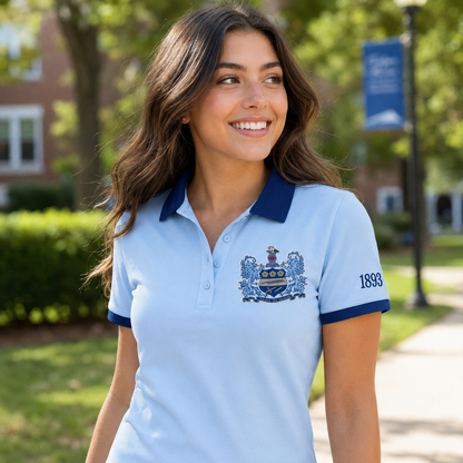 2 Tone Light Blue & Dark Blue Alpha Xi Delta Embroidered Polo Shirt – Personalized Sorority Polo - product image 3
