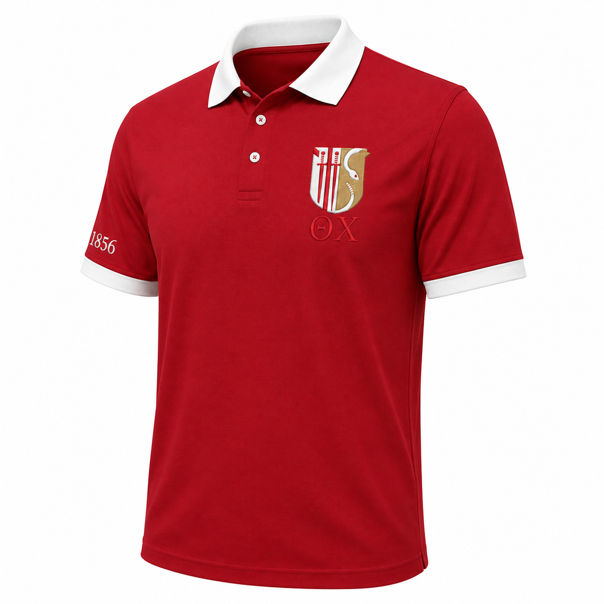 2 Tone Military Red & White Theta Chi Embroidered Polo Shirt – Personalized Fraternity Polo - product image 2