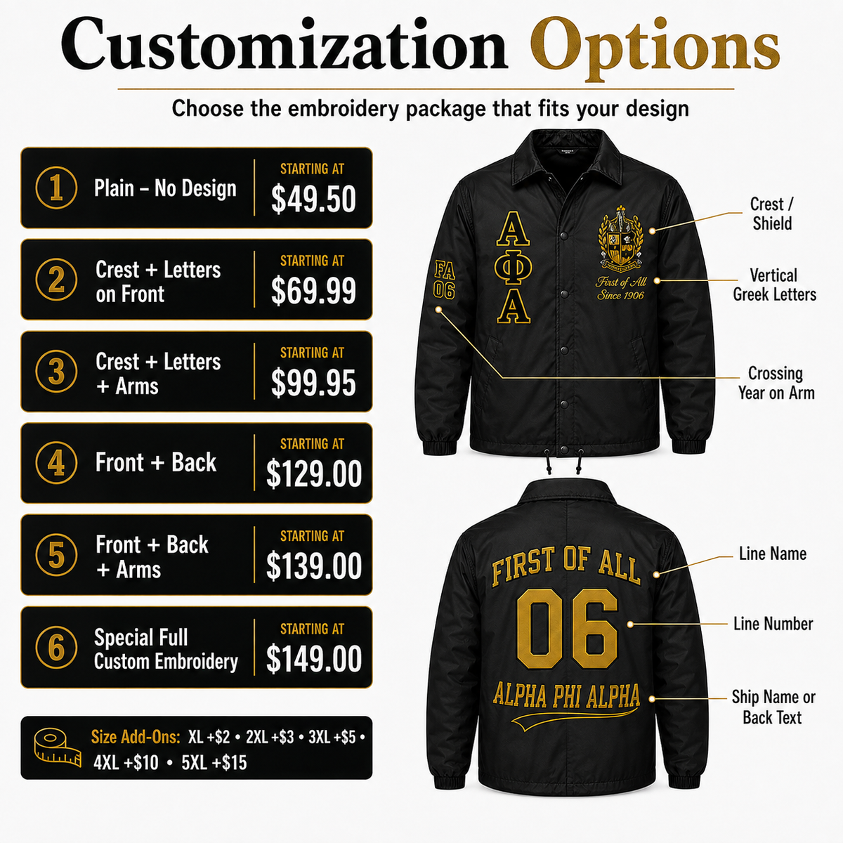 Custom Nylon Line Crossing Jacket – Design Your Own Sorority & Fraternity Jacket - product image 2