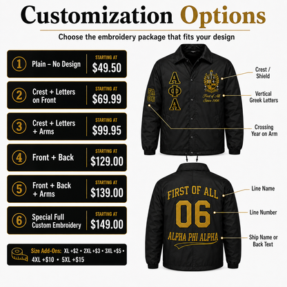 Custom Nylon Line Crossing Jacket – Design Your Own Sorority & Fraternity Jacket - product image 2