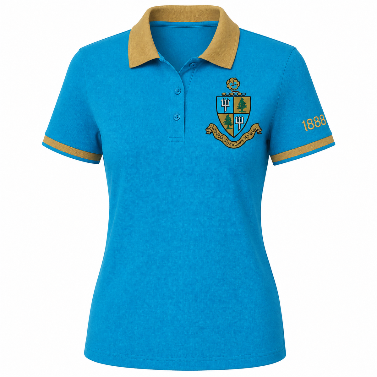 2 Tone Cerulean Blue & Gold Tri Delta Embroidered Polo Shirt – Personalized Sorority Polo - product image 2