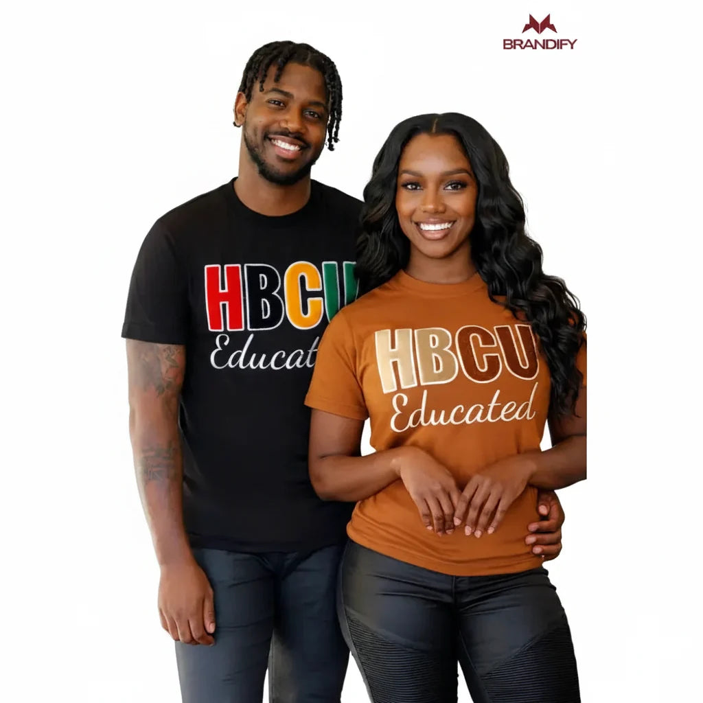 Custom Educated HBCU Chenille Tee front view with personalized college design