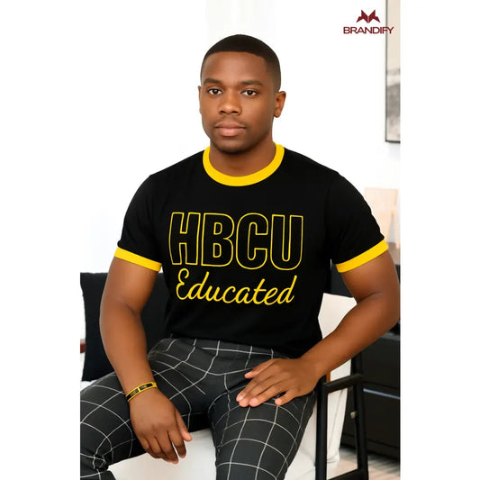 Black and old gold Alpha Phi Alpha chenille T-shirt with custom embroidery