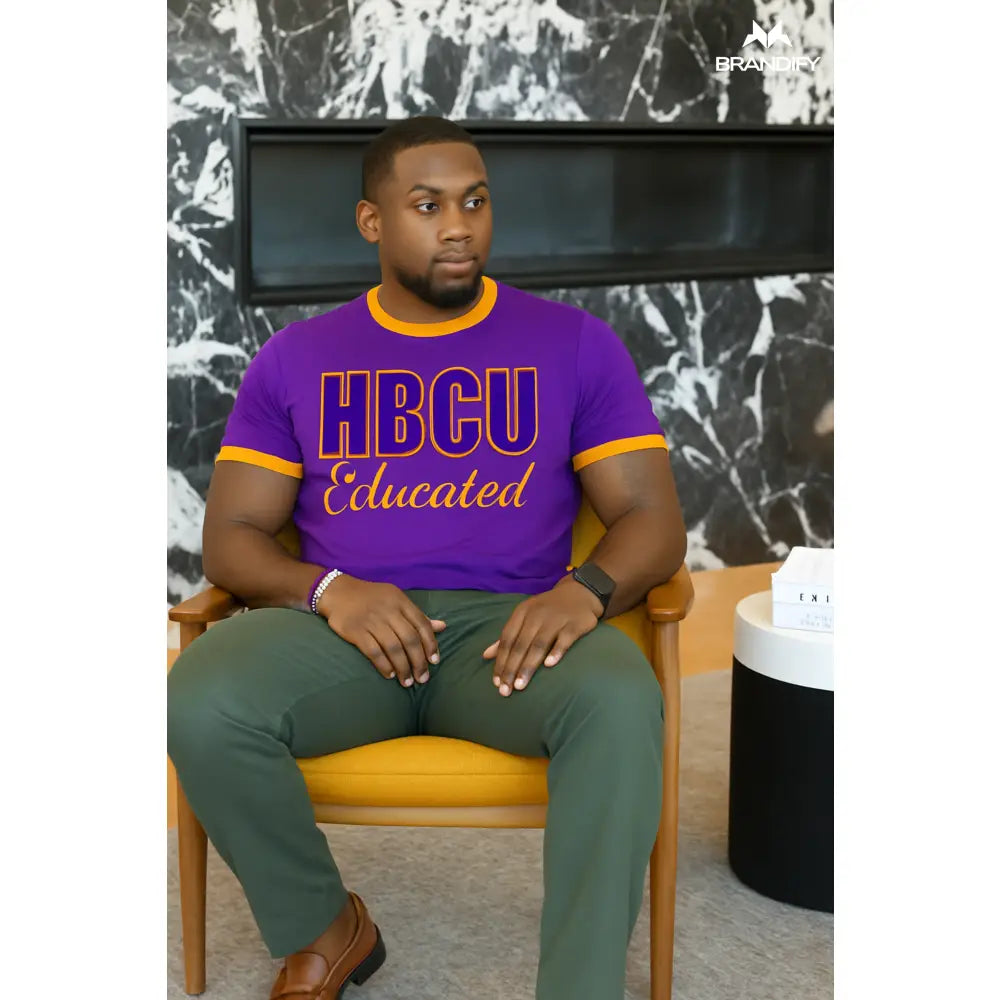 Custom Men's HBCU Chenille Tee front view with personalized college design