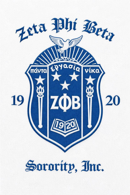 White / Red Zeta Phi Beta Cropped Line Jacket with personalized front, back, and sleeve embroidery