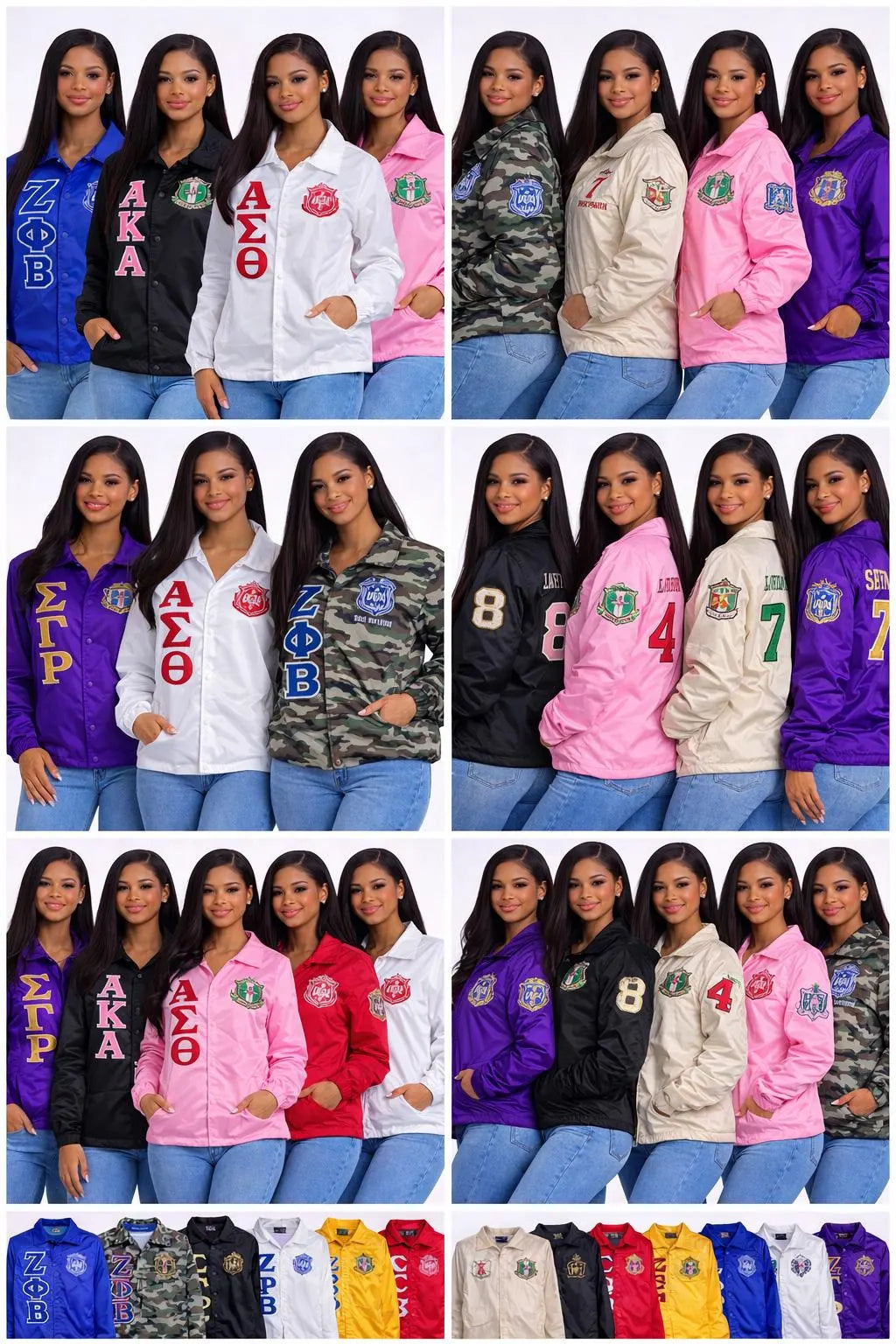 Red custom embroidered Coach Line Jacket with personalized front, back, and sleeve embroidery