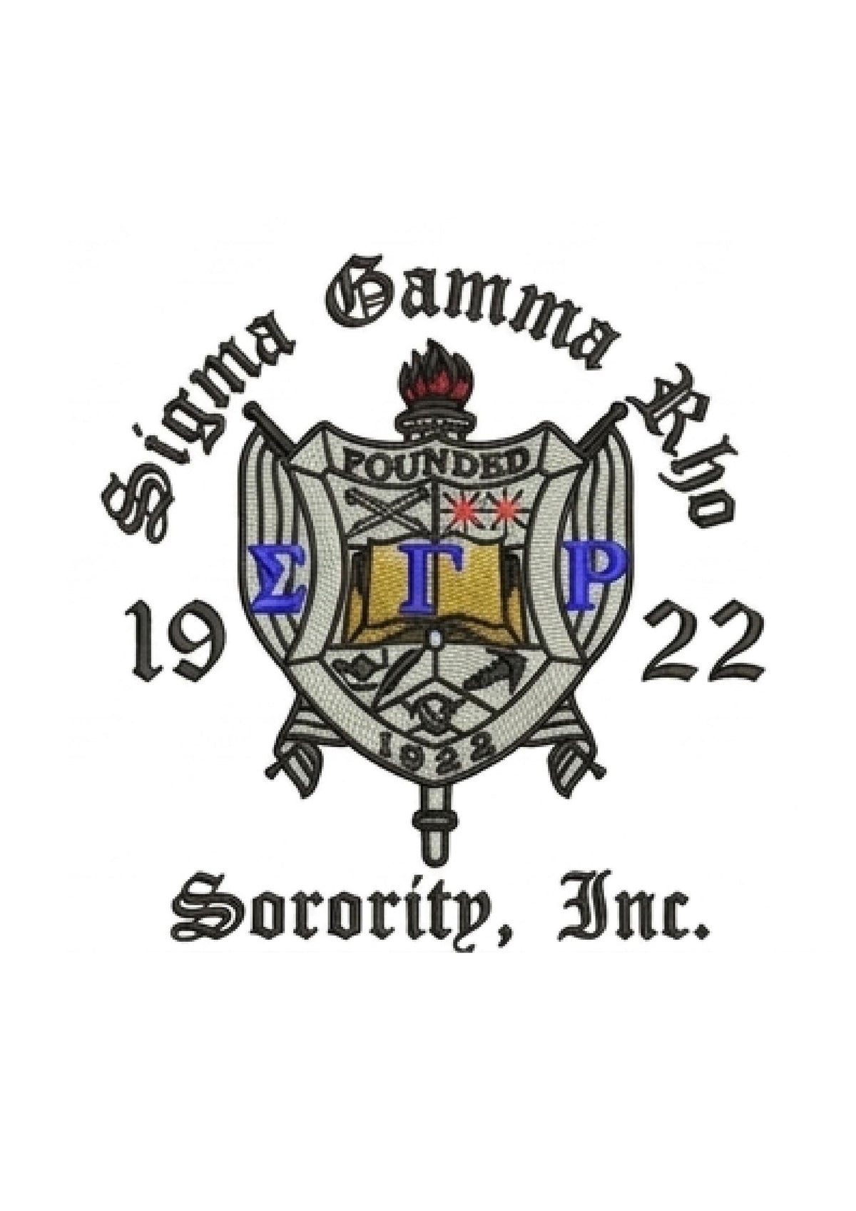 Black / Red Sigma Gamma Rho Coach Line Jacket with personalized front, back, and sleeve embroidery