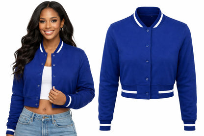 White / Red Zeta Phi Beta Cropped Line Jacket with personalized front, back, and sleeve embroidery