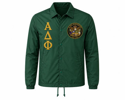 custom embroidered Custom Line Jacket with personalized front, back, and sleeve embroidery