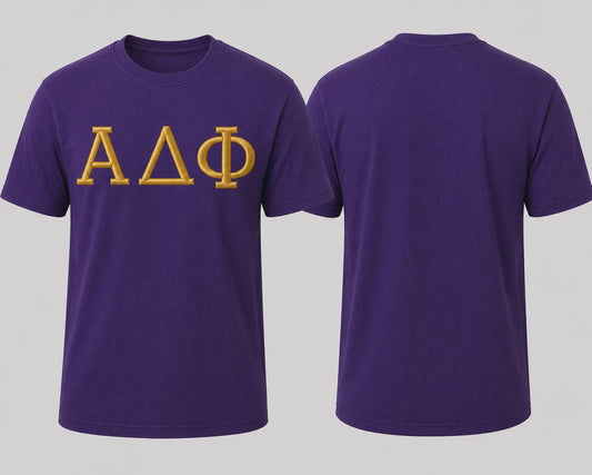 Purple Greek Apparel custom T-shirt by Pirani9 with personalized design details