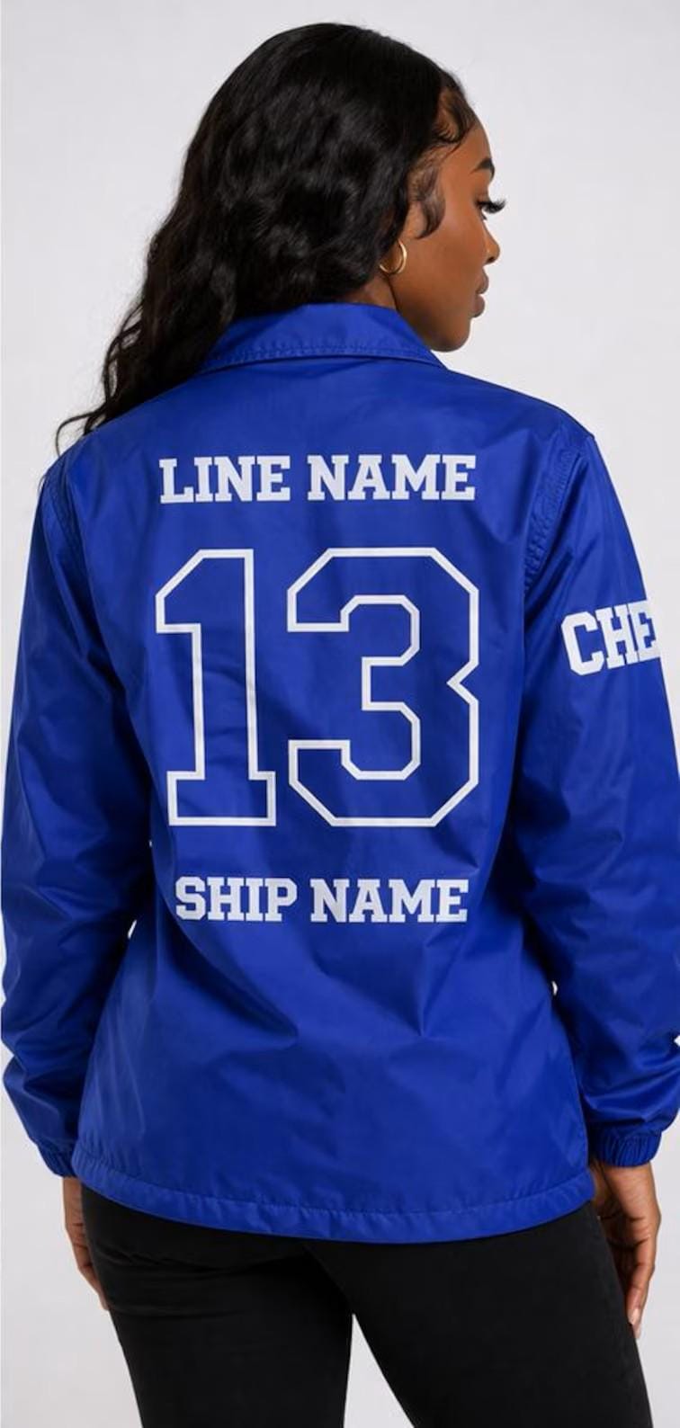 Royal Blue / Black Zeta Phi Beta Custom Line Jacket with personalized front, back, and sleeve embroidery