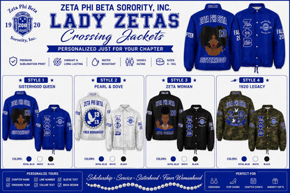 Red Zeta Phi Beta Custom Line Jacket with personalized front, back, and sleeve embroidery