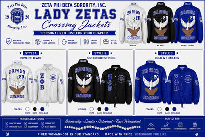 Red Zeta Phi Beta Custom Line Jacket with personalized front, back, and sleeve embroidery