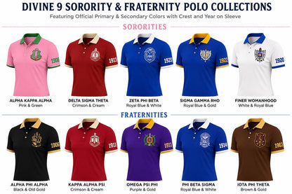 Royal Blue White custom embroidered greek polo shirt with personalized name, chapter, and line details