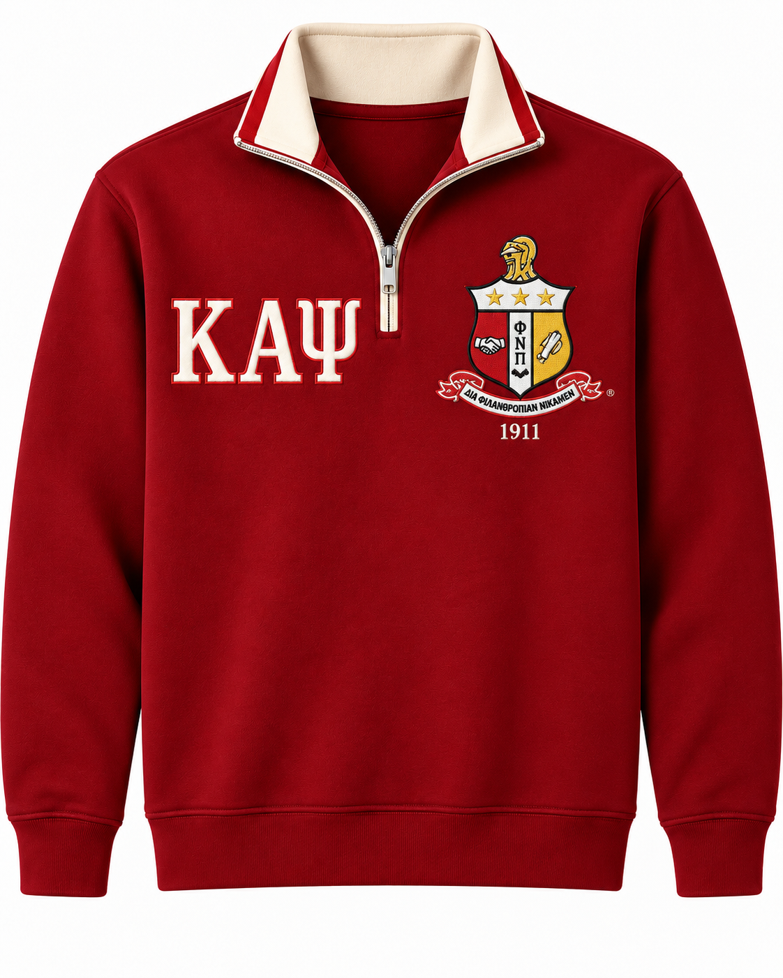 Kappa Alpha Psi crimson and cream quarter-zip sweatshirt