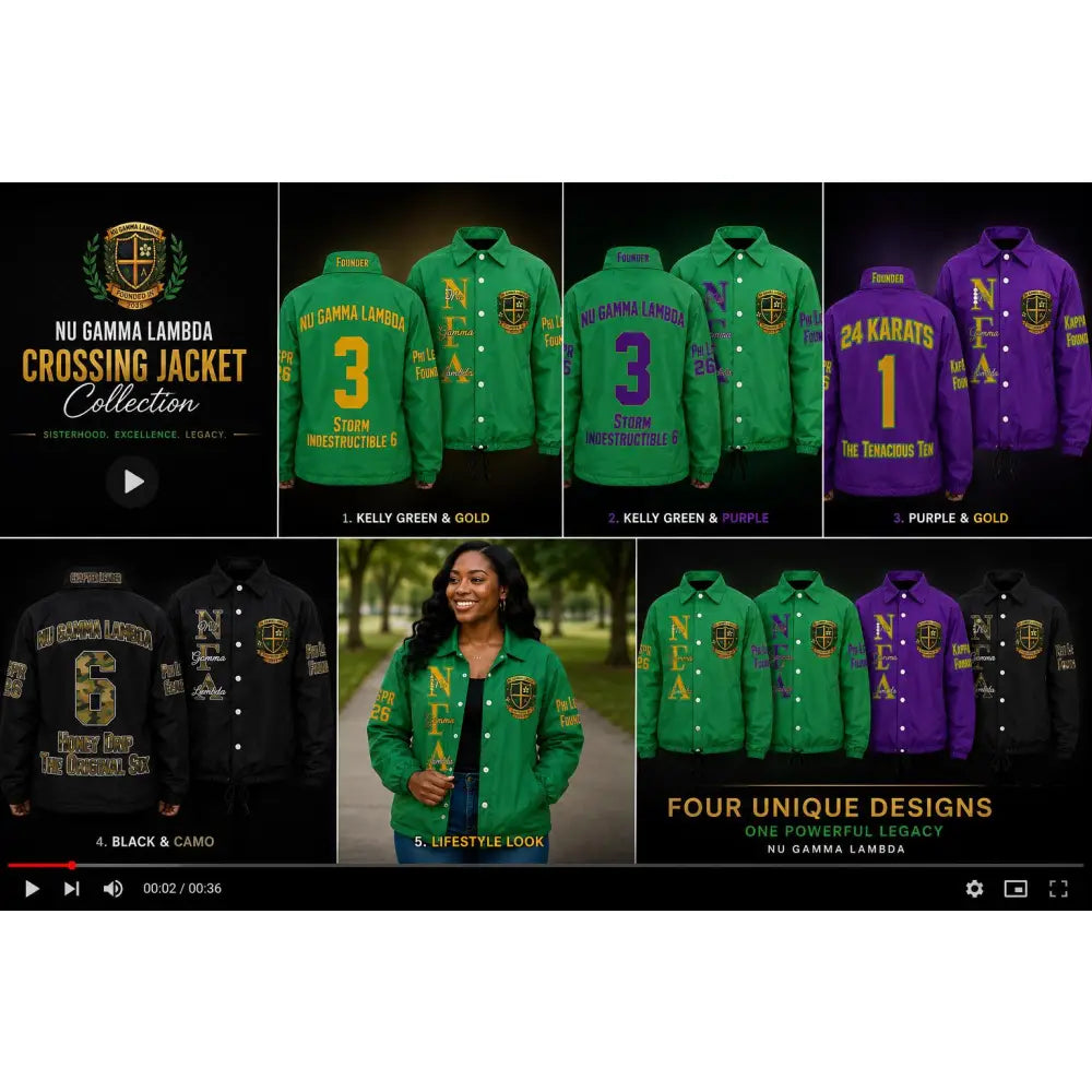 Green / Red custom embroidered Varsity Line Jacket with personalized front, back, and sleeve embroidery