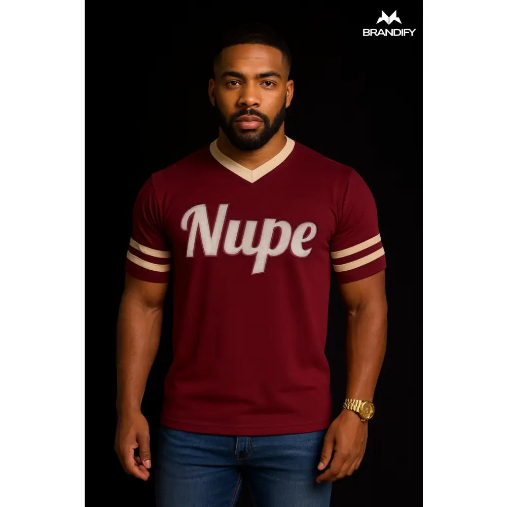 Custom Nupe Kappa Alpha Psi Chenille Tee front view with raised chenille Greek lettering
