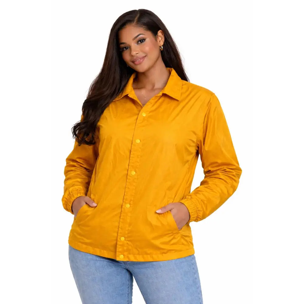 Gold / Red Sigma Gamma Rho Coach Line Jacket with personalized front, back, and sleeve embroidery